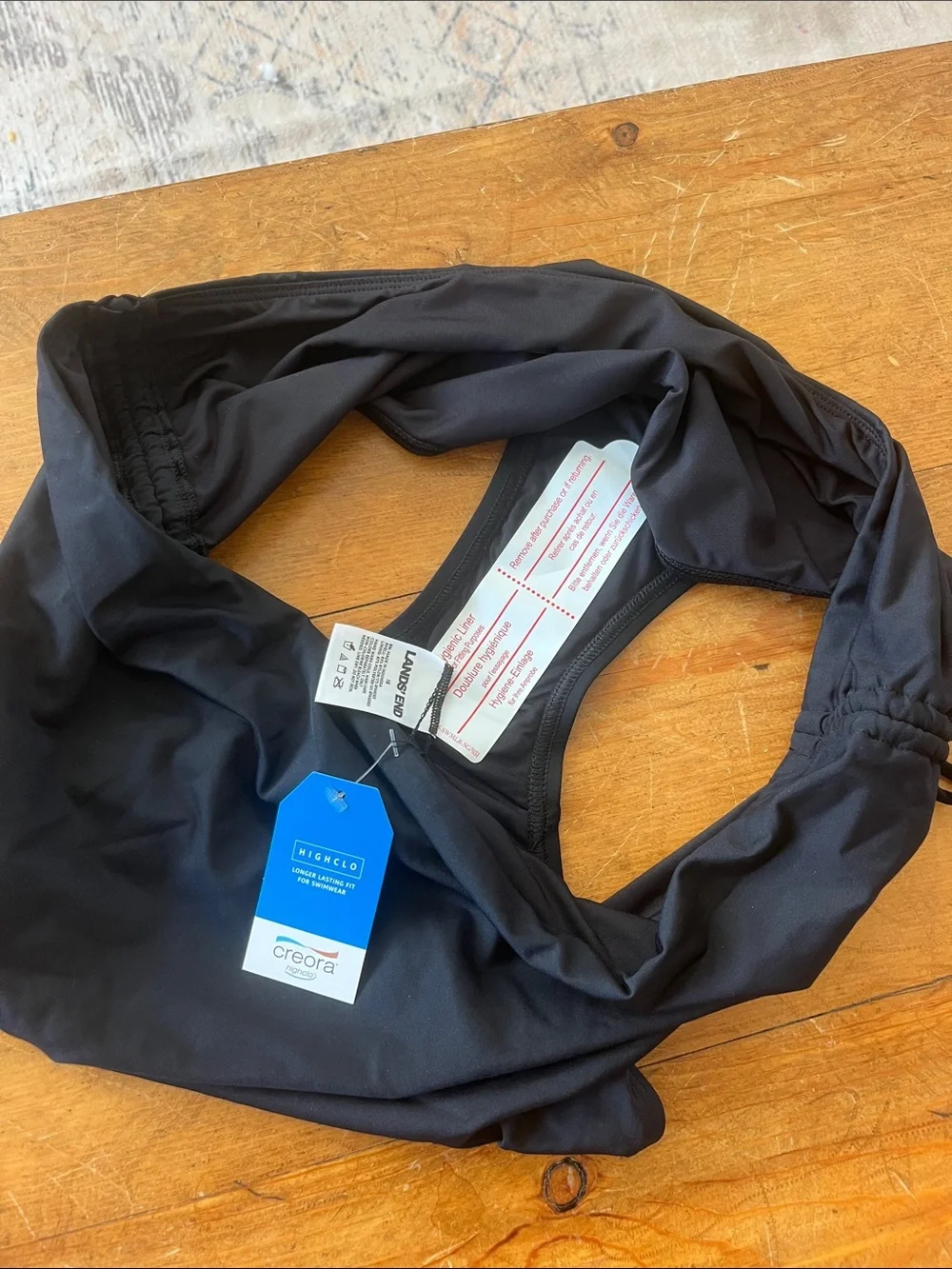 Lands’ End High Waist Black Swim Bottoms with Side Ruching